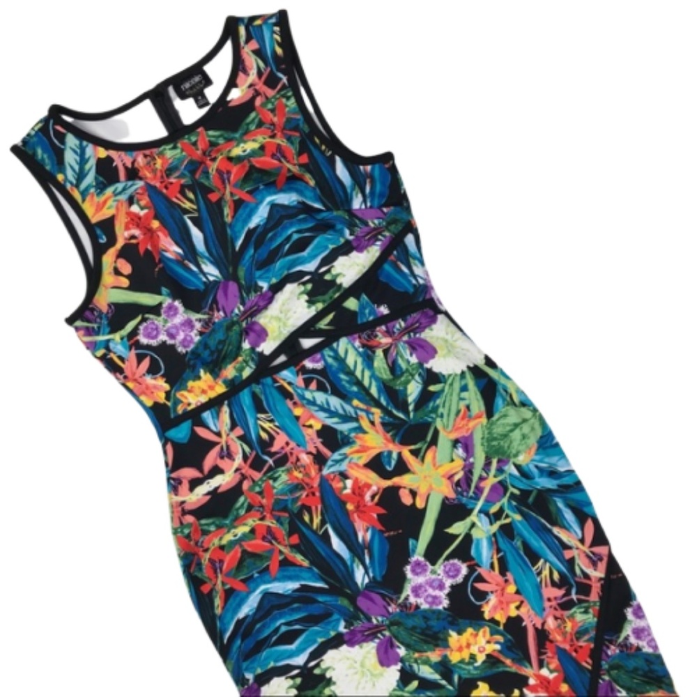 Nicole Miller Tropical Floral Print Dress